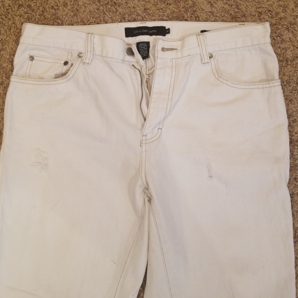 Means White Calvin Klein Boot Cut Jeans